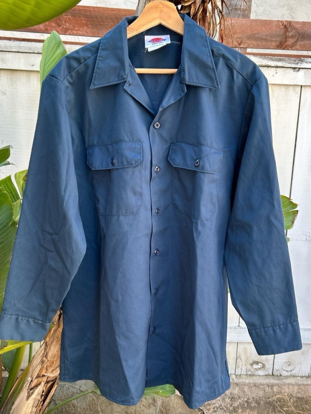 Vintage 2000s Dickies USA Work Shirt Navy Blue Button Up XL